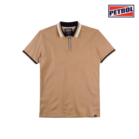 Petrol Men's Basic Collared Shirt Regular Fitting Pique Fabric 168331 (Khaki)