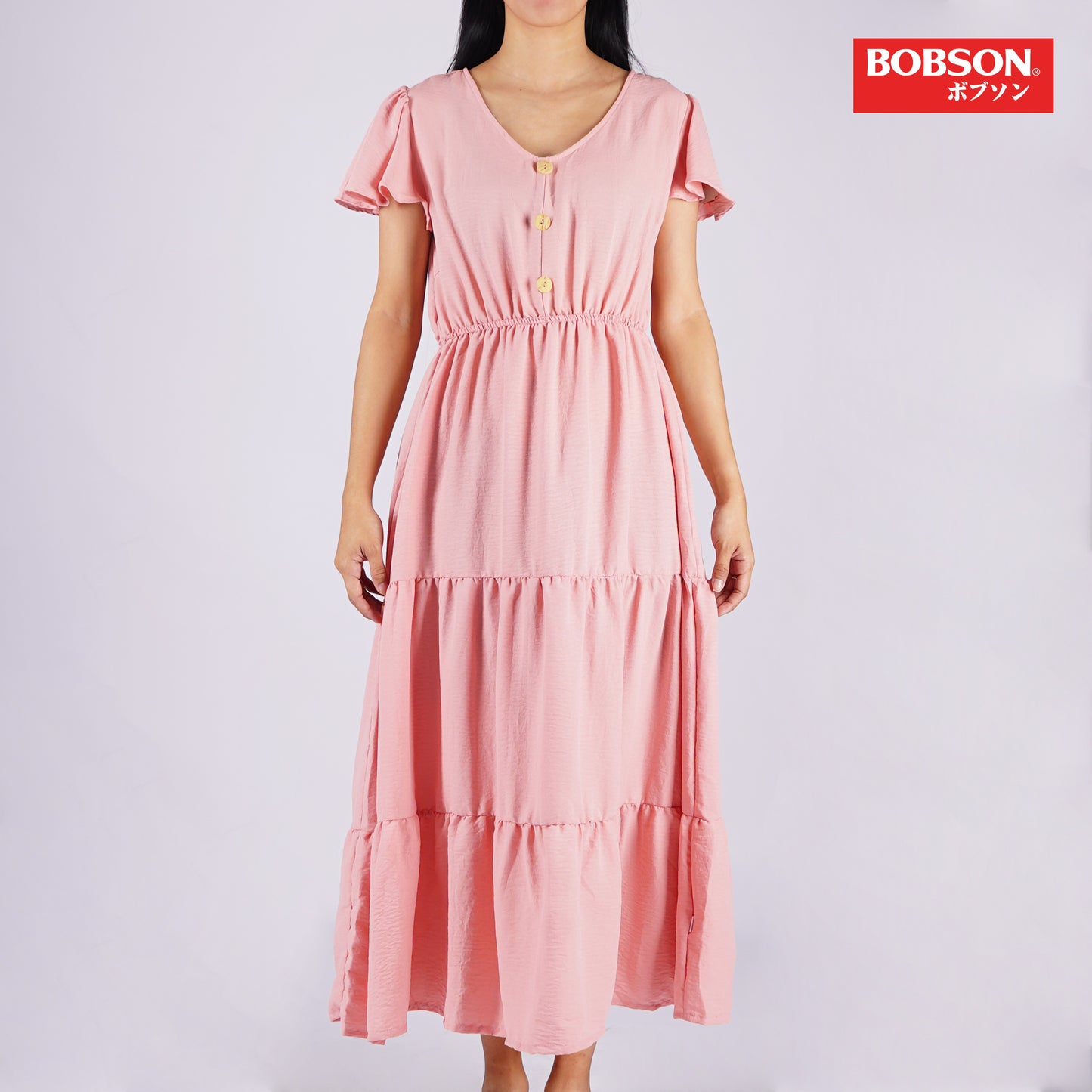 Bobson Japanese Ladies Basic Dress Regular Fit 156517 (Pink)