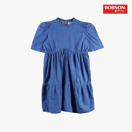 Bobson Japanese Ladies Basic Dress Relaxed Fit 142539 (Medium Wash)