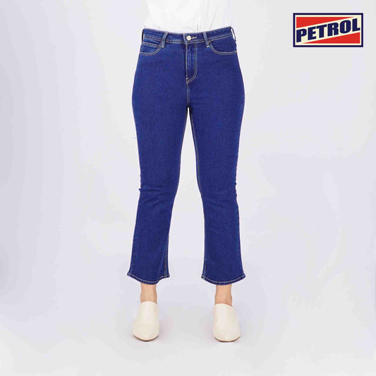 Petrol Ladies Basic Denim Flared Pants Mid-Rise Extreme Wash Fabric 167864 (Medium Shade)