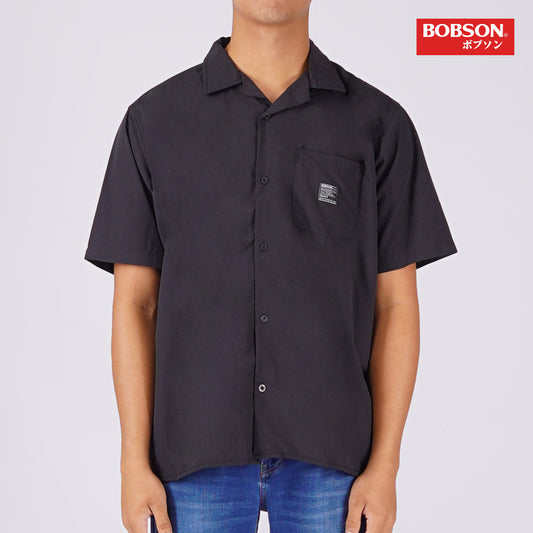 Bobson Japanese Men's Basic Woven Shirt Boxy Fit 159614 (Black)