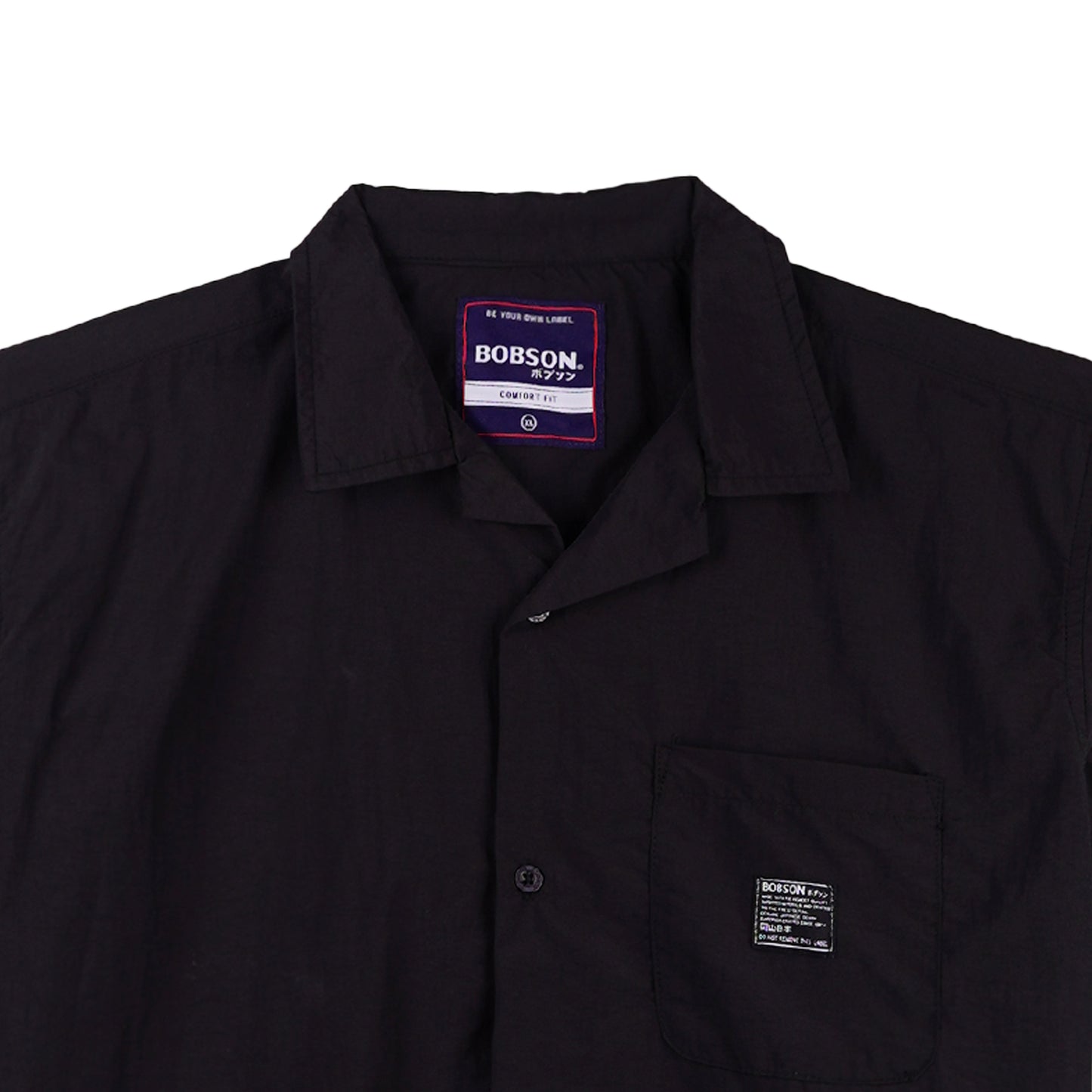 Bobson Japanese Men's Basic Woven Shirt Boxy Fit 159614 (Black)