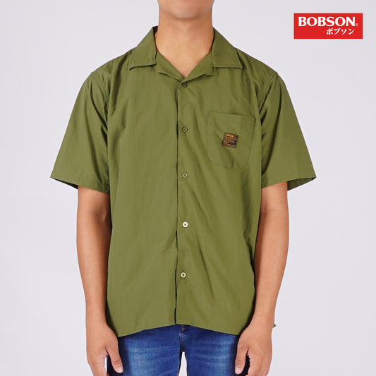 Bobson Japanese Men's Basic Woven Shirt Boxy Fit 159614 (Fatigue)