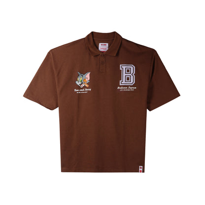 Bobson Japanese X Tom and Jerry Men's Basic Collared Shirt Oversized Fitting 168698 (Choco Brown)