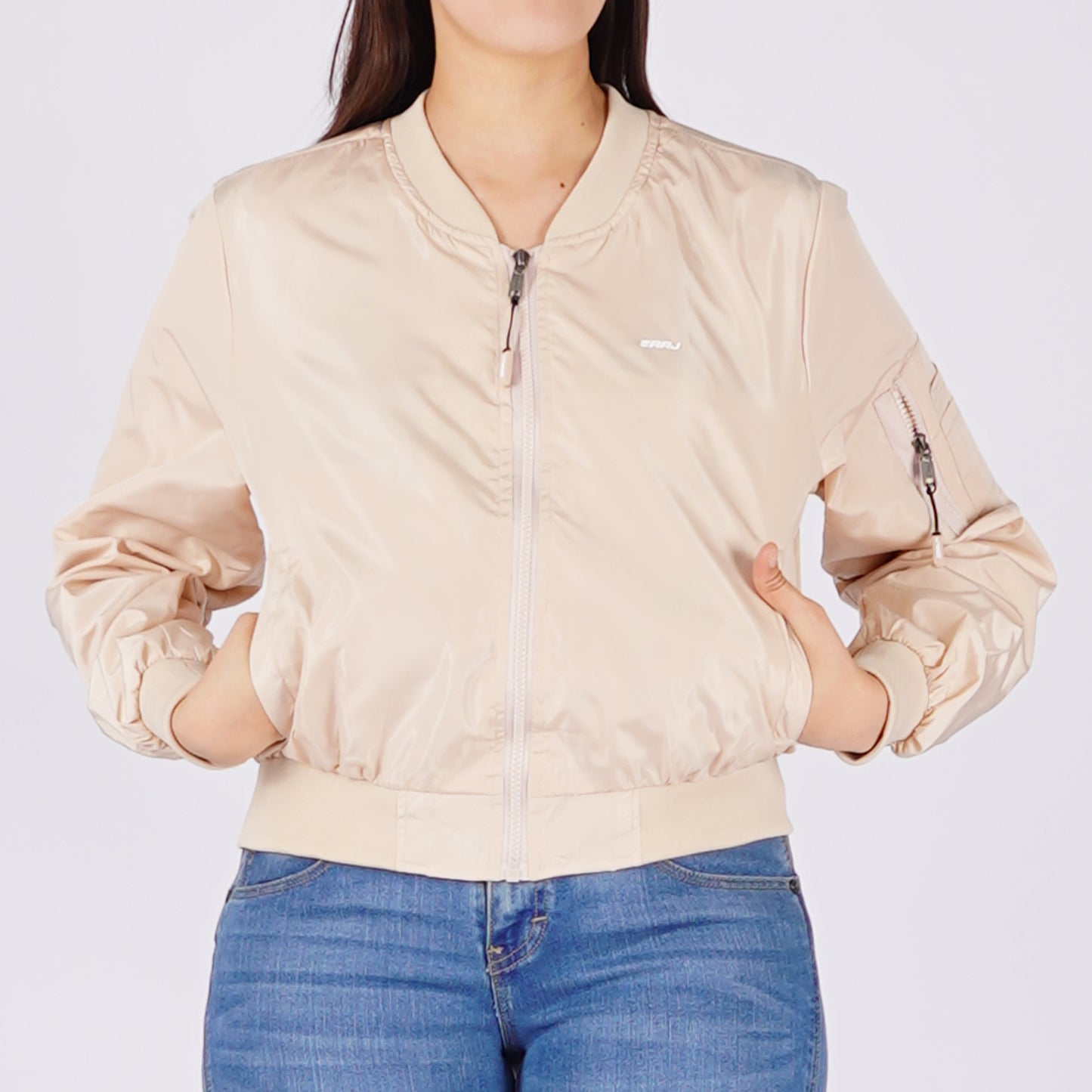 RRJ Ladies Basic Jacket Regular Fitting Nylon Fabric 140496 (Beige)