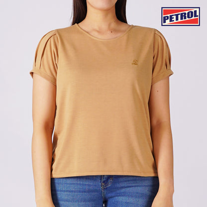 Petrol Ladies Basic Tees Boxy Fitting CVC Jersey Fabric 155891-U (Khaki)