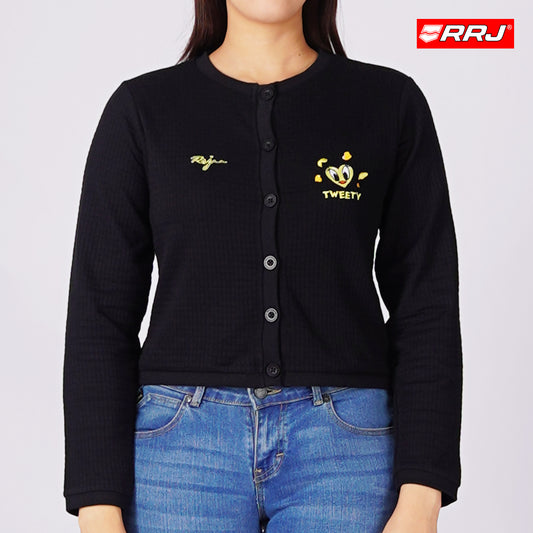 RRJ  x Looney Tunes Ladies Basic Jacket Crop Fitting Special Fabric 164263 (Black)