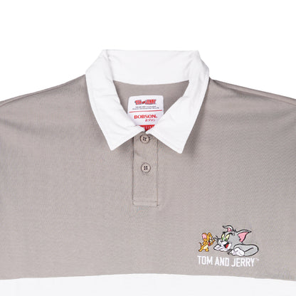 Bobson Japanese X Tom and Jerry Men's Basic Collared Shirt Oversized Fitting 166779 (Gray)