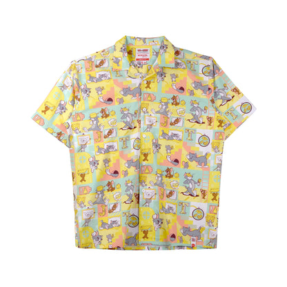 Bobson Japanese X Tom and Jerry Men's Basic Woven Shirt Comfort Fit 163190 (Yellow)