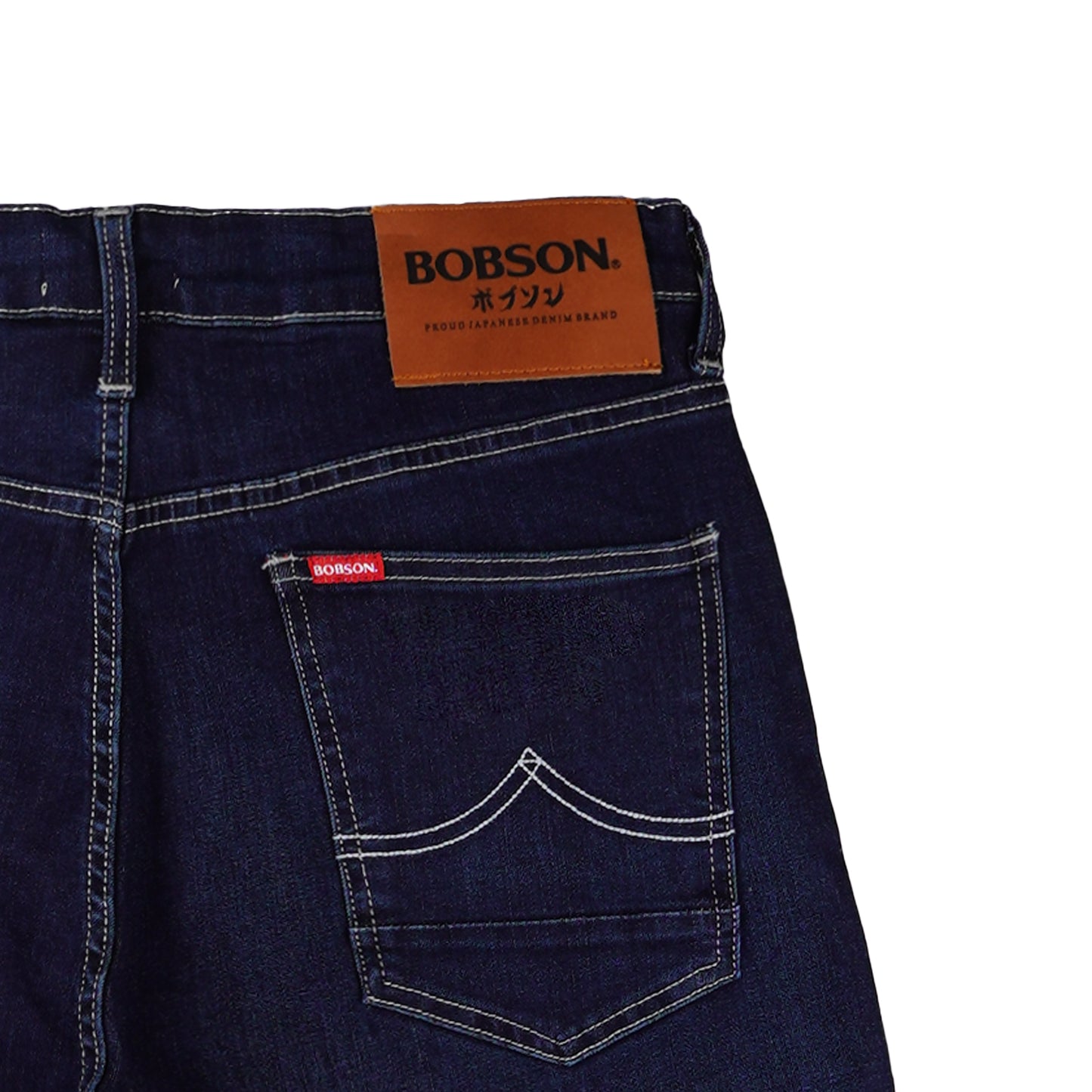 Bobson Japanese Men's Basic Denim Tapered Short Mid Waist 165626 (Dark Shade)