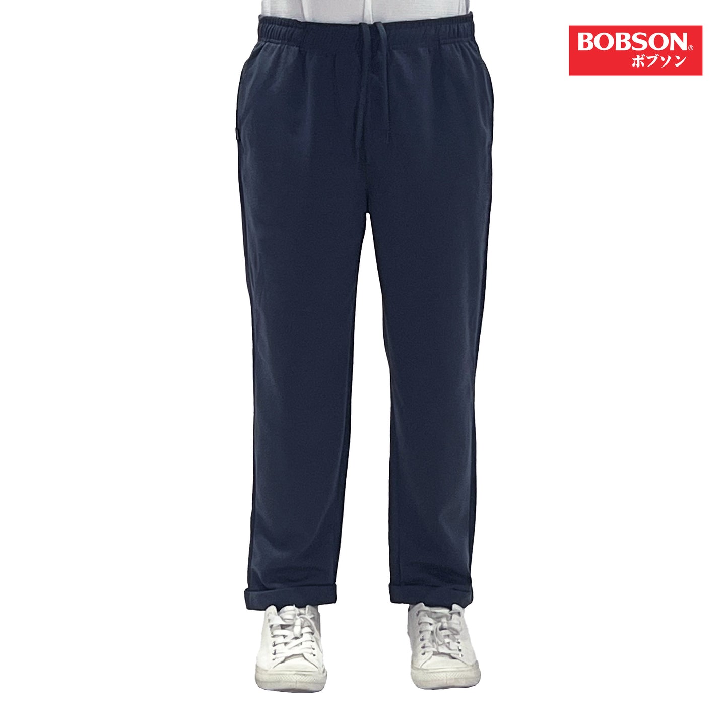 Bobson Japanese Men's Basic Non-Denim Jogger Pants Mid Waist 174260-U (Navy)