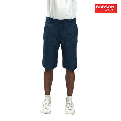 Bobson Japanese Men's Basic Non-Denim Reversible Short Mid Waist 172299 (Black Blue)