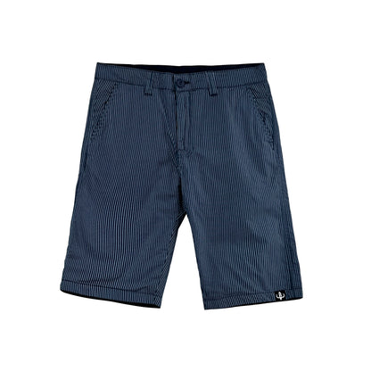 Bobson Japanese Men's Basic Non-Denim Reversible Short Mid Waist 172299 (Black Blue)