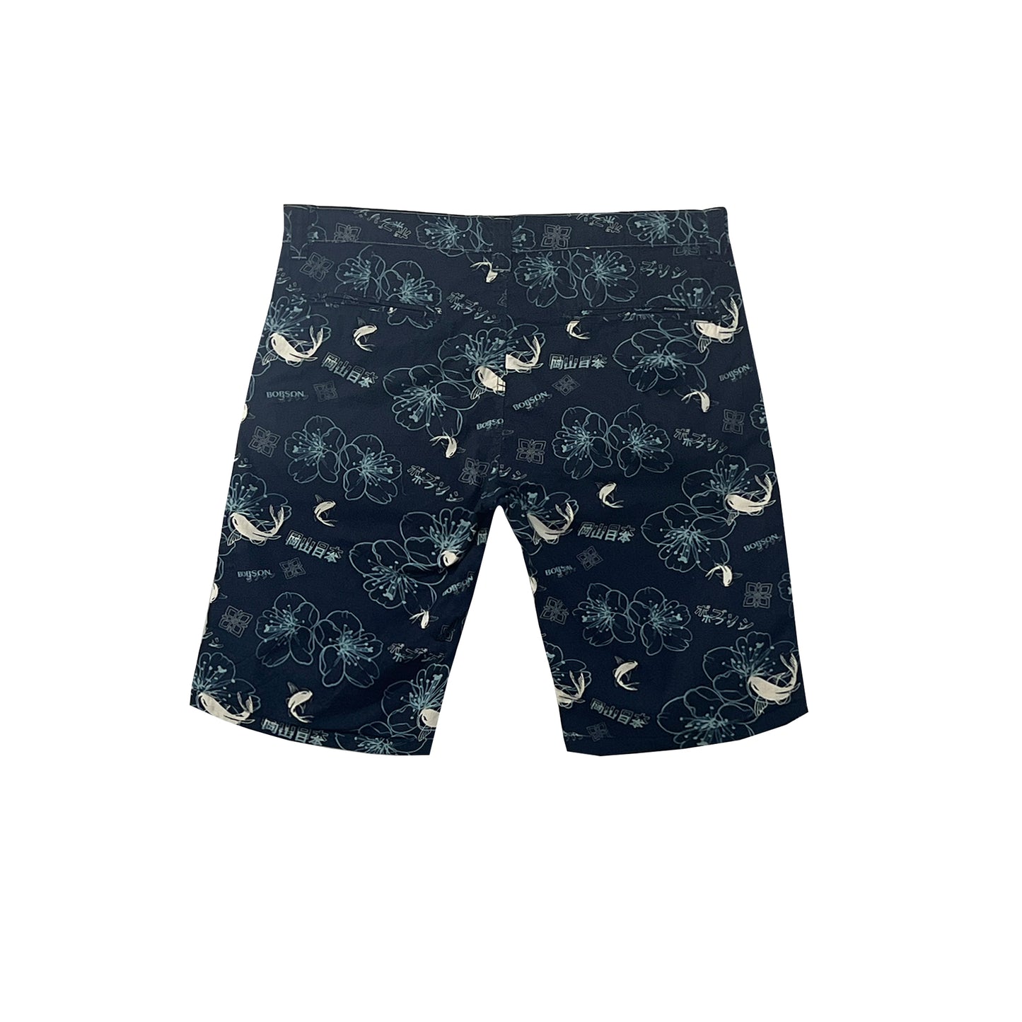 Bobson Japanese Men's Basic Non-Denim Reversible Short Mid Waist 172335 (Navy Light Gray)