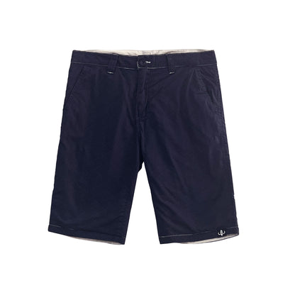 Bobson Japanese Men's Basic Non-Denim Reversible Short Mid Waist 172359 (Navy Light Gray)