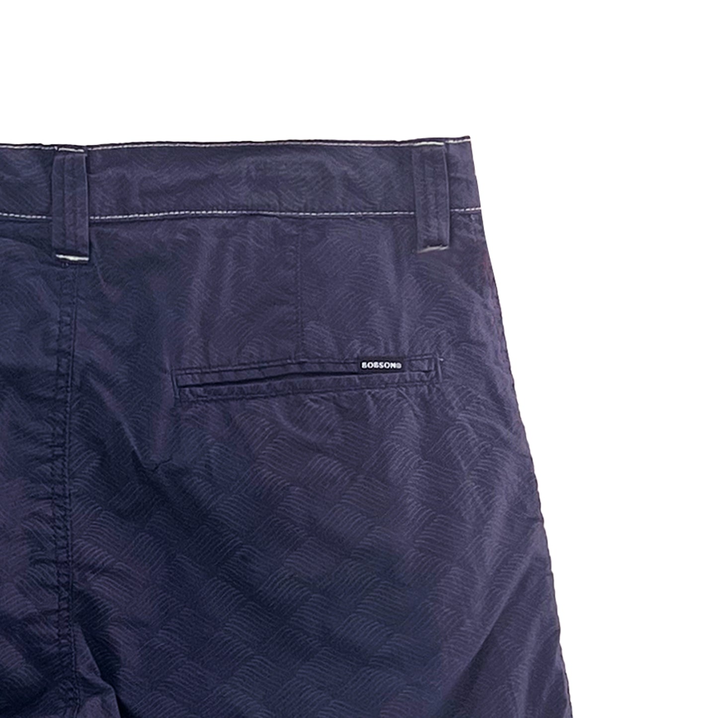 Bobson Japanese Men's Basic Non-Denim Reversible Short Mid Waist 172359 (Navy Light Gray)