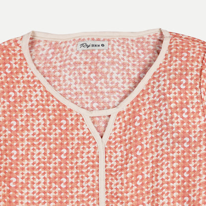 RRJ Ladies' Modified Woven Regular Fitting Blouse Rayon Fabric Trendy fashion Casual Top Peach Woven Blouse for Ladies 140927-U (Peach)