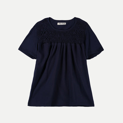 RRJ Basic Tees for Ladies Relaxed Fitting Shirt Trendy fashion Casual Top Blue T-shirt for Ladies 126085 (Blue)