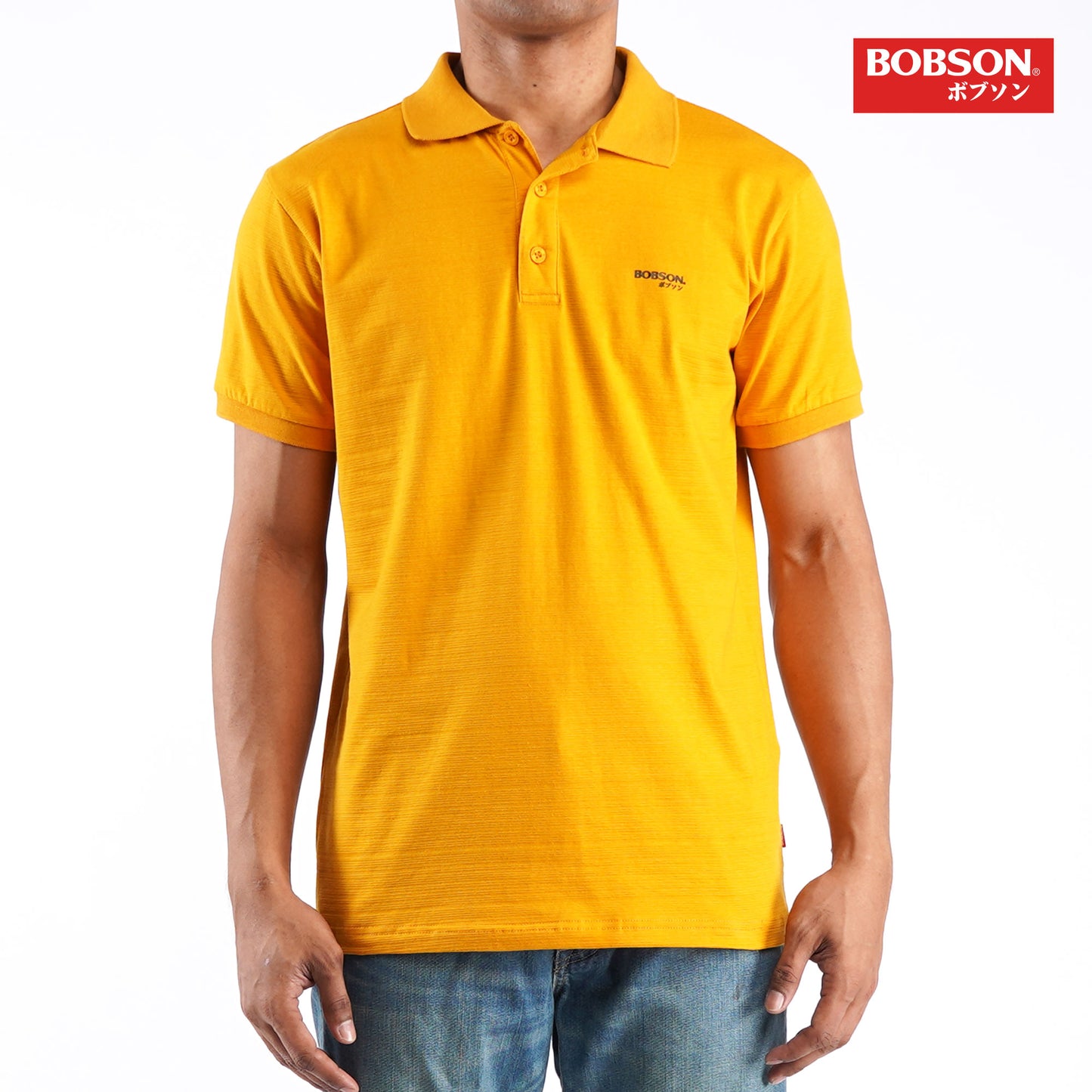 Bobson Japanese Men's Basic Polo shirt for Men Missed Lycra Fabric Trendy Fashion High Quality Apparel Comfortable Casual Collared shirt for Men Slim Fit 128807 (Yellow Gold)