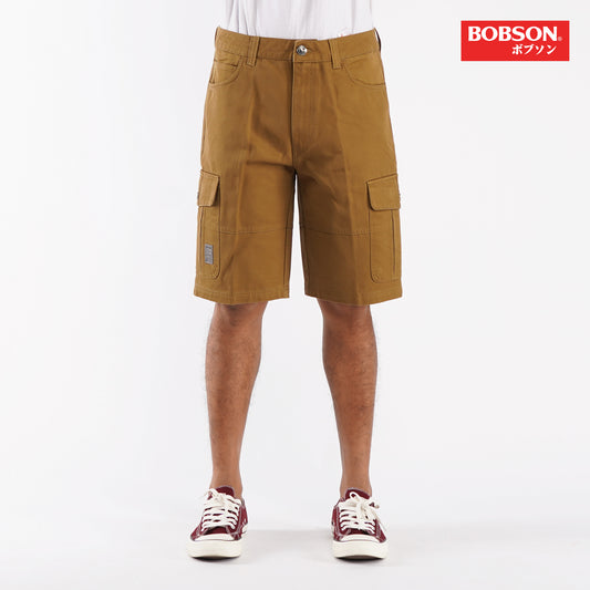 Bobson Japanese Men's Basic 6 Pocket Non-Denim Cargo short for Men Mid Waist Trendy Fashion High Quality Apparel Comfortable Casual short for Men 125087 (Khaki)