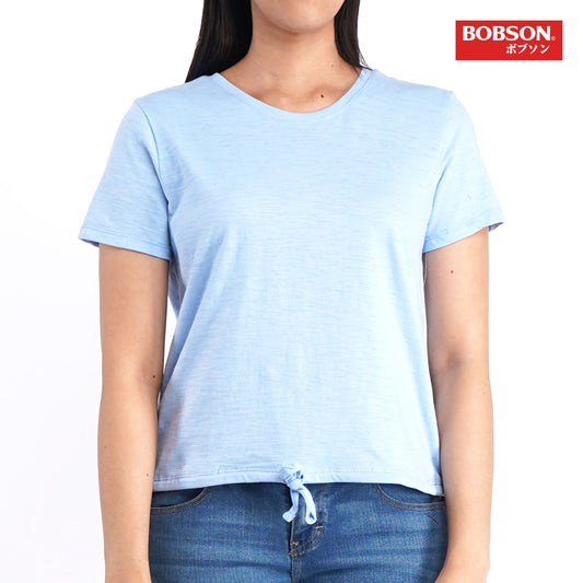 Bobson Japanese Ladies Basic Round Neck shirt for women Trendy Fashion High Quality Apparel Comfortable Casual Tees for women Loose Fit 106711 (Light Blue)