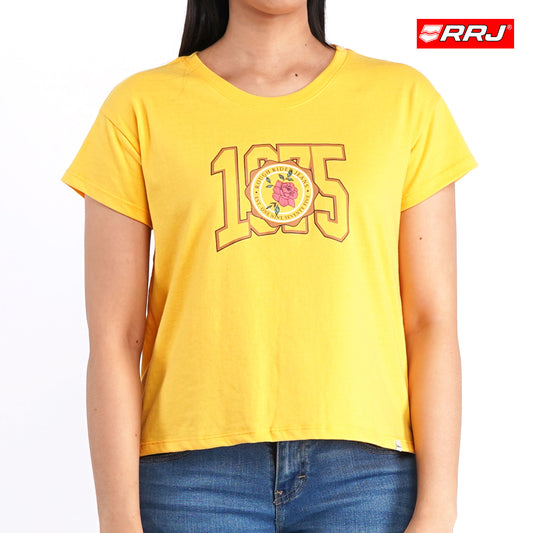 RRJ Basic Tees for Ladies Boxy Fitting Shirt CVC Jersey Fabric Trendy fashion Casual Top Yellow T-shirt for Ladies 142198-U (Yellow)