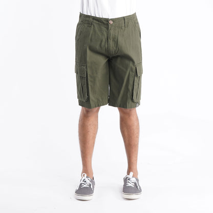 Petrol Basic Non-Denim Cargo Short for Men Regular Fitting Garment Wash Fabric Casual Short Cargo Short for Men 126785 (Fatigue)