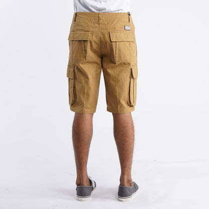 Petrol Basic Non-Denim Cargo Short for Men Regular Fitting With Pocket Garment Wash Fabric Casual Short Khaki Cargo Short for Men 126807 (Khaki )