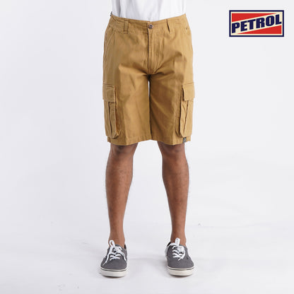 Petrol Basic Non-Denim Cargo Short for Men Regular Fitting With Pocket Garment Wash Fabric Casual Short Khaki Cargo Short for Men 126807 (Khaki )