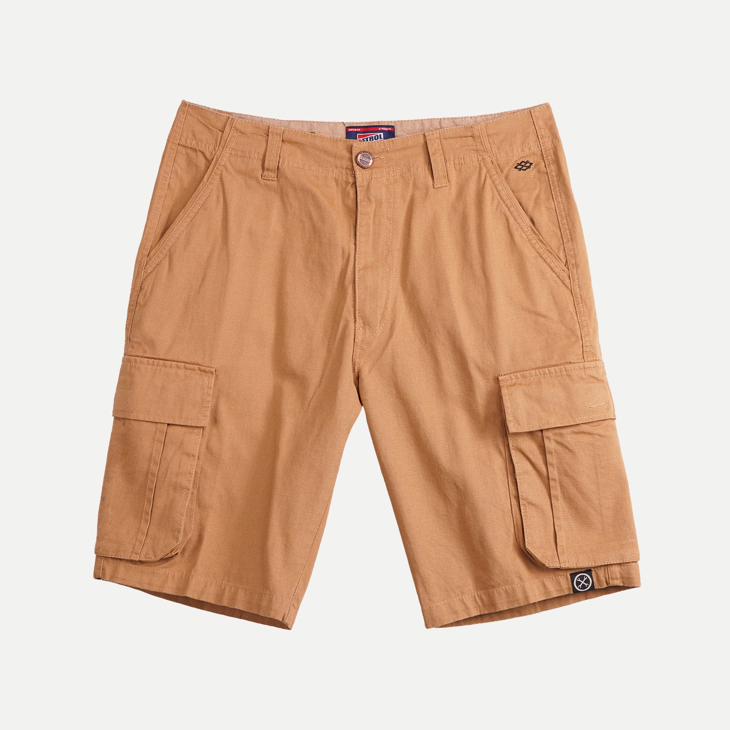 Petrol Basic Non-Denim Cargo Short for Men Regular Fitting With Pocket Garment Wash Fabric Casual Short Khaki Cargo Short for Men 126807 (Khaki )