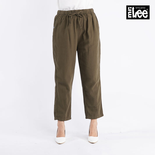 Stylistic Mr. Lee Ladies Basic Non-Denim Drawstring Trouser Pants for Women Trendy Fashion High Quality Apparel Comfortable Casual Pants for Women 138894-U (Fatigue)