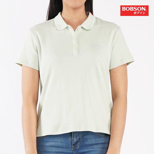 Bobson Japanese Ladies Basic Polo Shirt for Women Trendy Fashion High Quality Apparel Comfortable Casual Collared Shirt for Women Relaxed Fit 128884 (Light Green)