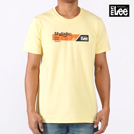 Stylistic Mr. Lee Men's Basic Round Neck T shirt for Men Trendy Fashion High Quality Apparel Comfortable Casual Tees for Men Semi body Fit 139143-U (Light Yellow)