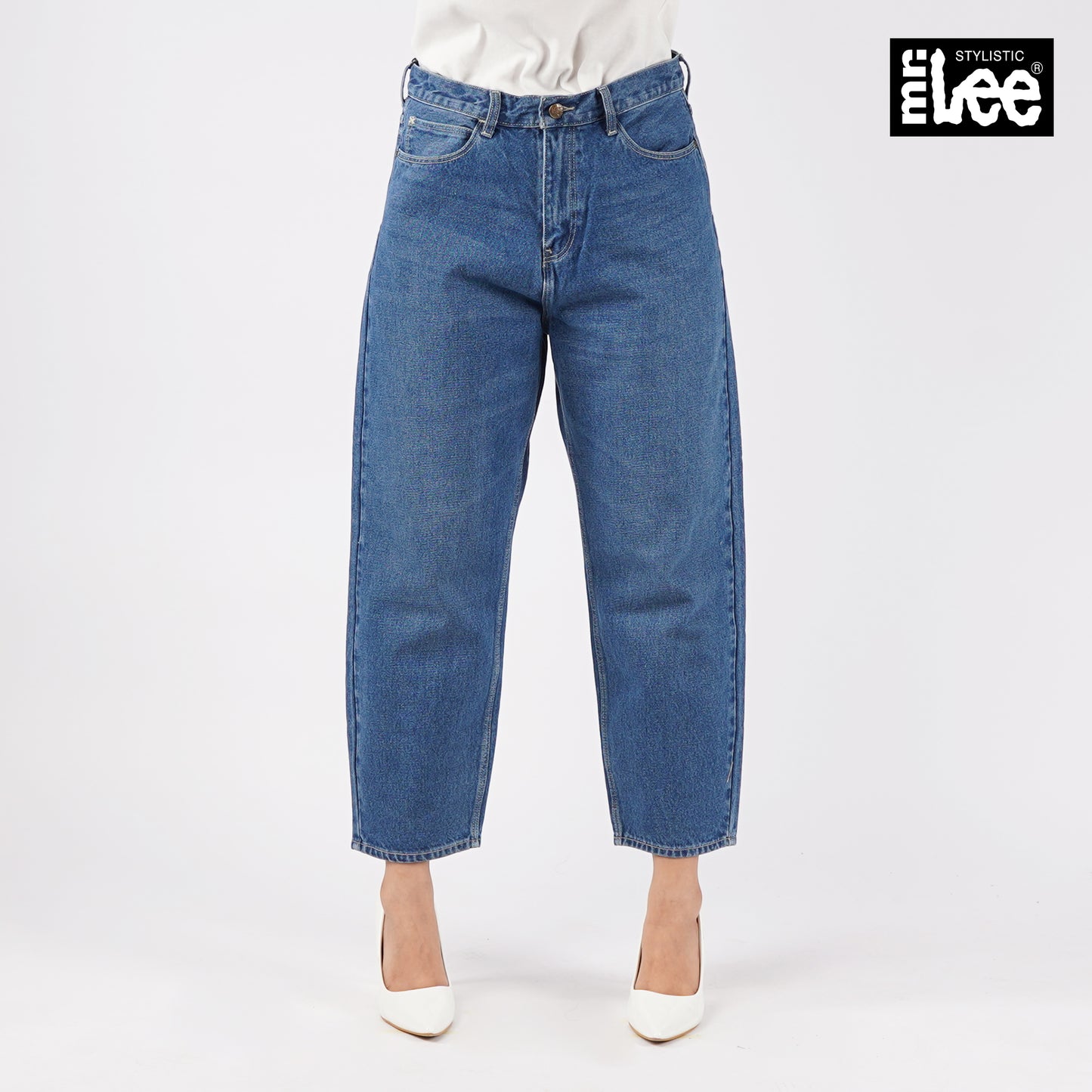 Stylistic Mr. Lee Ladies Basic Denim Mom Jeans Balloon Fitting for Women Trendy Fashion High Quality Apparel Comfortable Casual Pants for Women 149918 (Medium Shade)