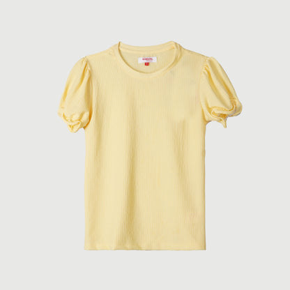 Bobson Japanese Ladies Basic Tees Garterized Sleeves Trendy Fashion High Quality Apparel Comfortable Casual Blouse for Women Regular Fit 140104 (Yellow Gold)