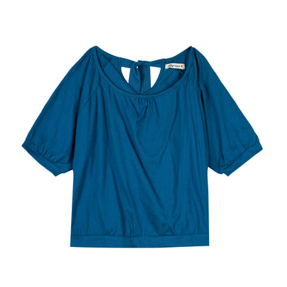 RRJ Basic Tees for Ladies Boxy Fitting Ribbed Fabric Trendy fashion Casual Top Teal Tees for Ladies 144007 (Teal)